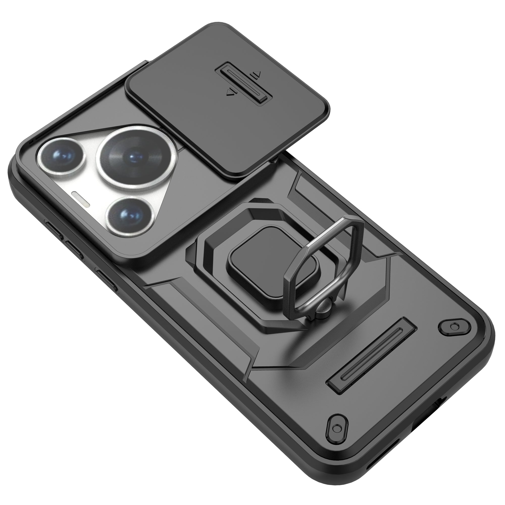 For Huawei Pura 70 Pro / Pura 70 Pro+ Kickstand Case Slide Lens Protection PC+TPU Phone Cover For Huawei Pura 70 Pro / Pura 70 Pro+ Kickstand Case Slide Lens Protection PC+TPU Phone Cover